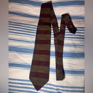 Red and green striped tie